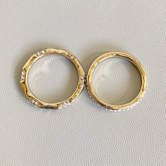 Roma & Rae Stackable Gold Tone Crystal Rings Set Sz 7.5 - Picture 3 of 7